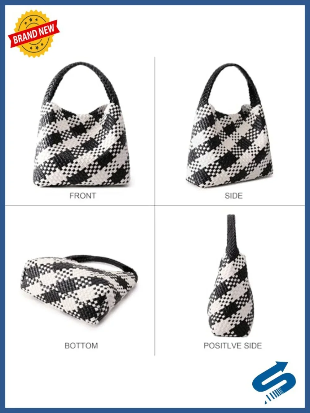 Woven Vegan Leather Hobo Bag Top-handle Shoulder Tote